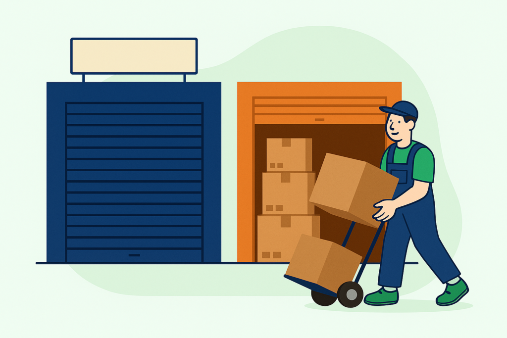 Umzugshelfer transportiert Umzugskisten bei einem professionellen Umzug Checklist