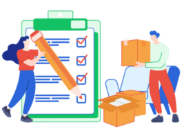 Personen packen Umzugskisten nach einer strukturierten Umzug Checklist