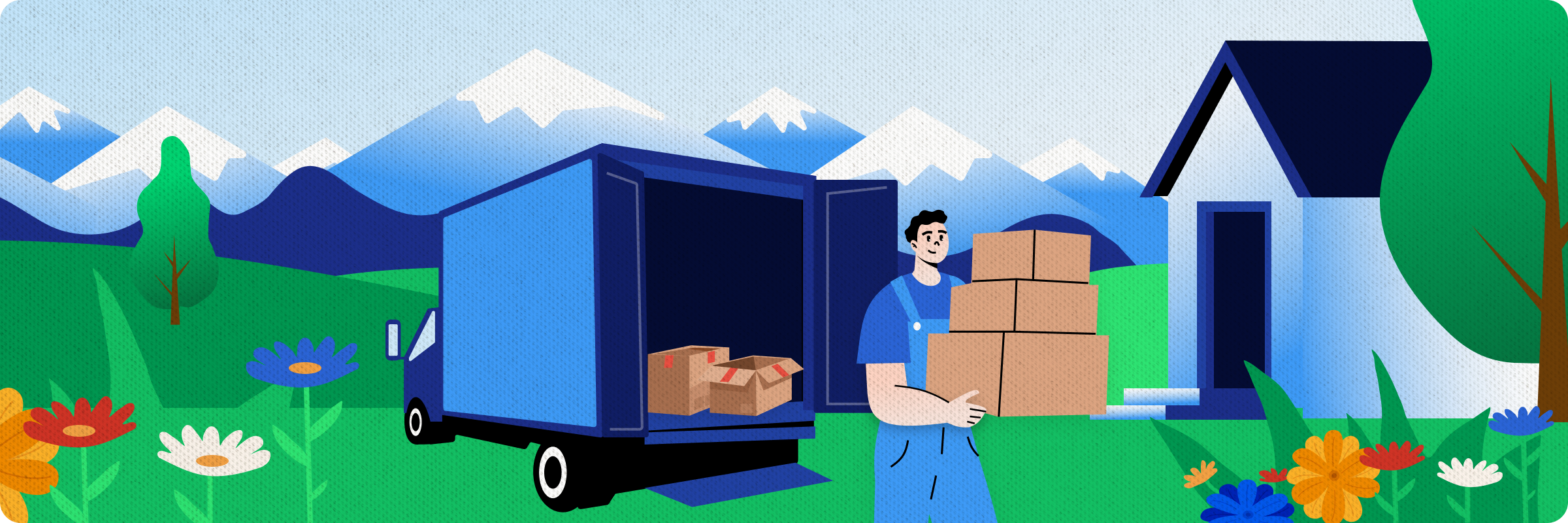 Moving truck in the Alps